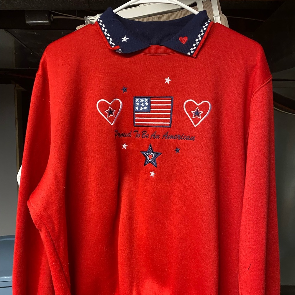 Vintage Bonworth crewneck proud to be an American red nwot